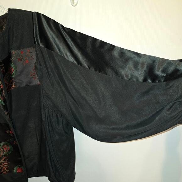 Susan Bradley Open Jacket Asian Embroidered Quilted Reversible Balloon Sleeve OS - Picture 12 of 13